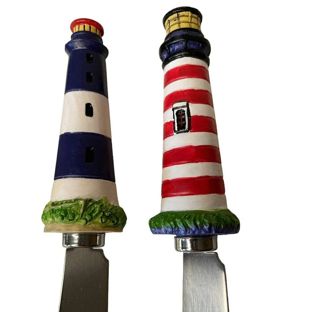 Lighthouse Cheese Butter Spreader Knives Lot of 4 Stainless steel NEW Cape Cod